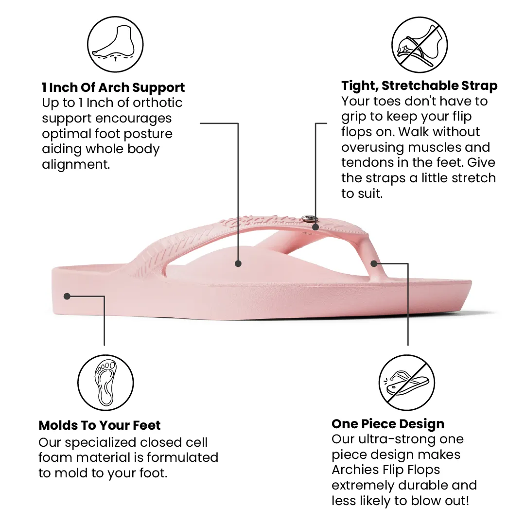 Arch Support Flip Flops – Classic – Crystal Pink