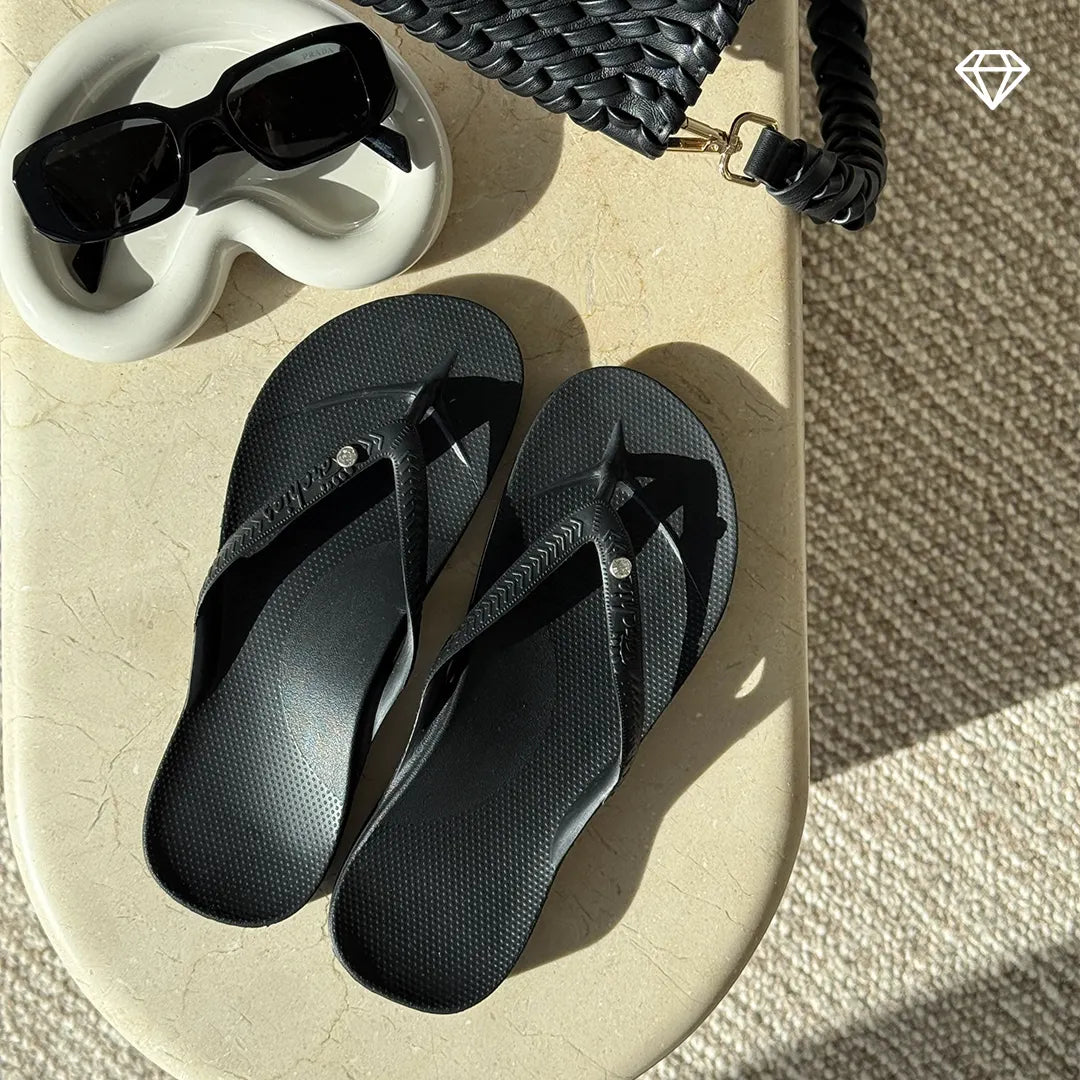 Arch Support Flip Flops – Classic – Crystal Black