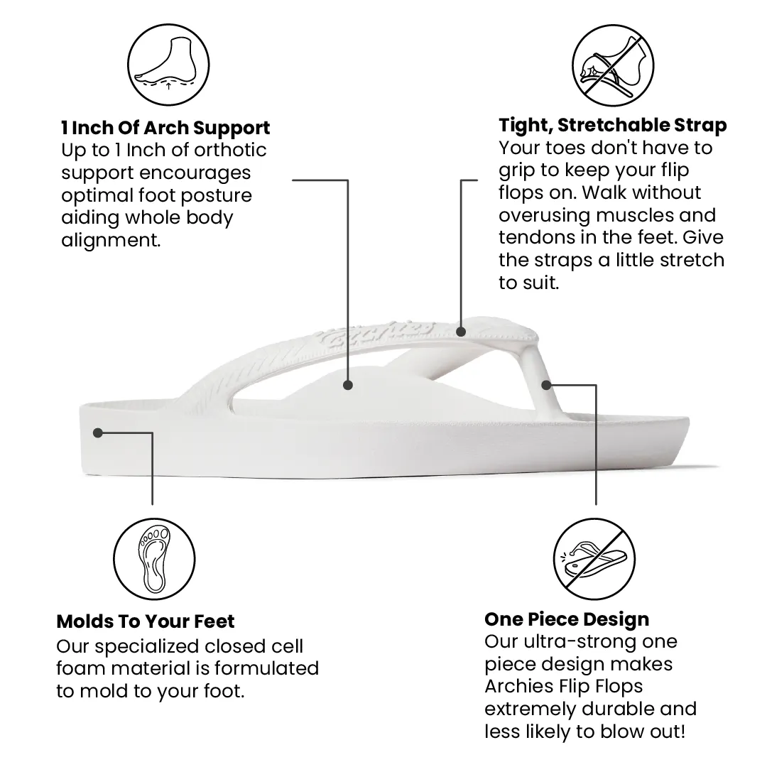 Arch Support Flip Flops – Classic – White